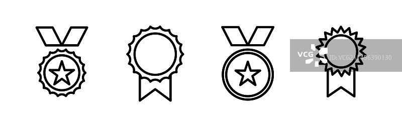 成就图标：奖章与证书图片素材