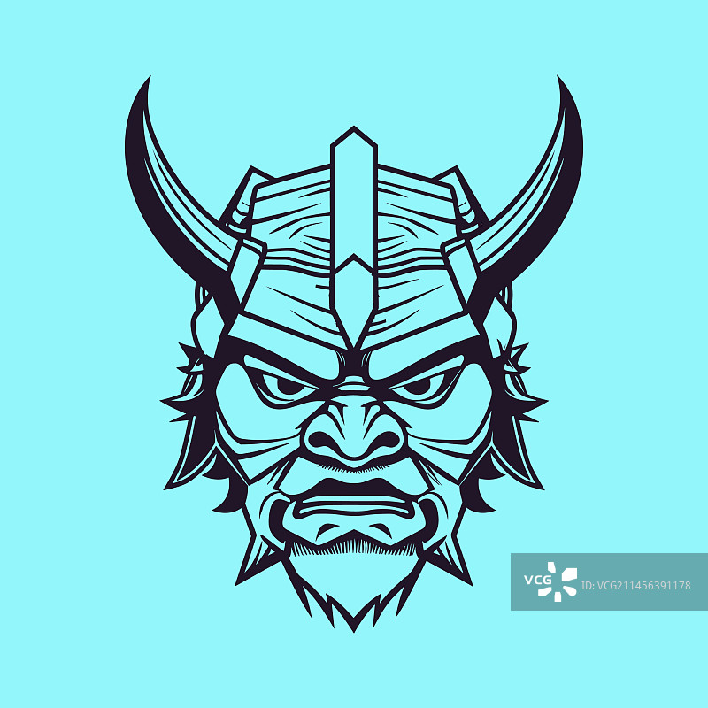 手绘武士头像纹身图片素材