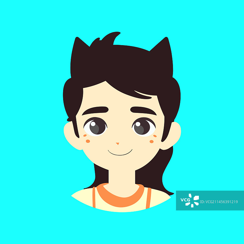 蓝色背景上的女孩头像设计图片素材