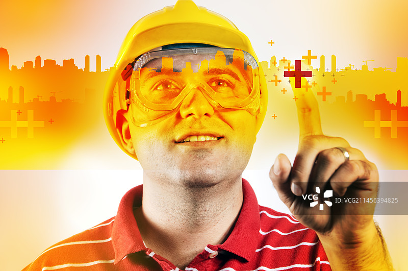 使用触摸屏的建筑工程师图片素材