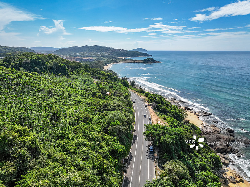 海南万宁石梅湾海边公路咖啡公路航拍图片素材