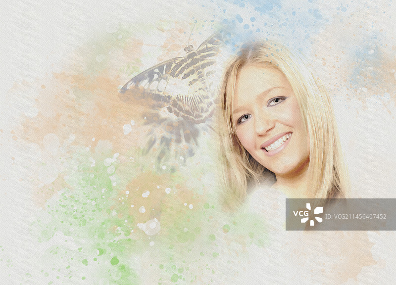 快乐女人，合成图像图片素材