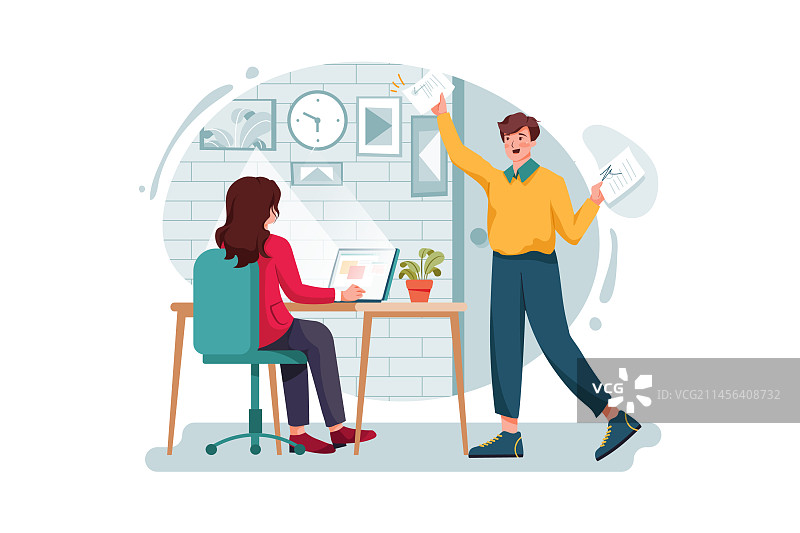 员工进入房间并签署合同图片素材