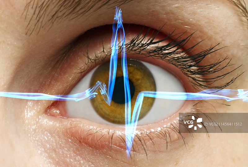 人眼和心电图，概念合成图像图片素材