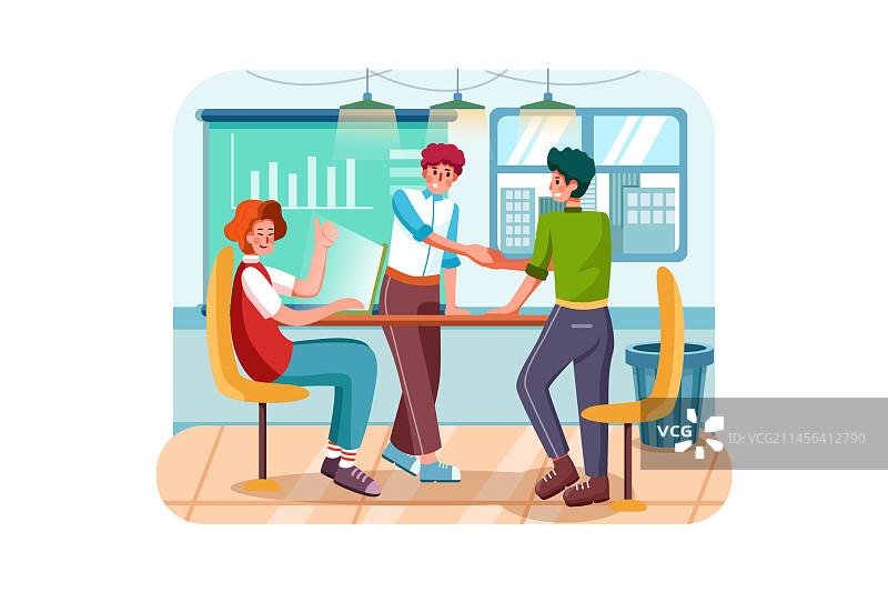 办公室里的三位男士商务会议图片素材