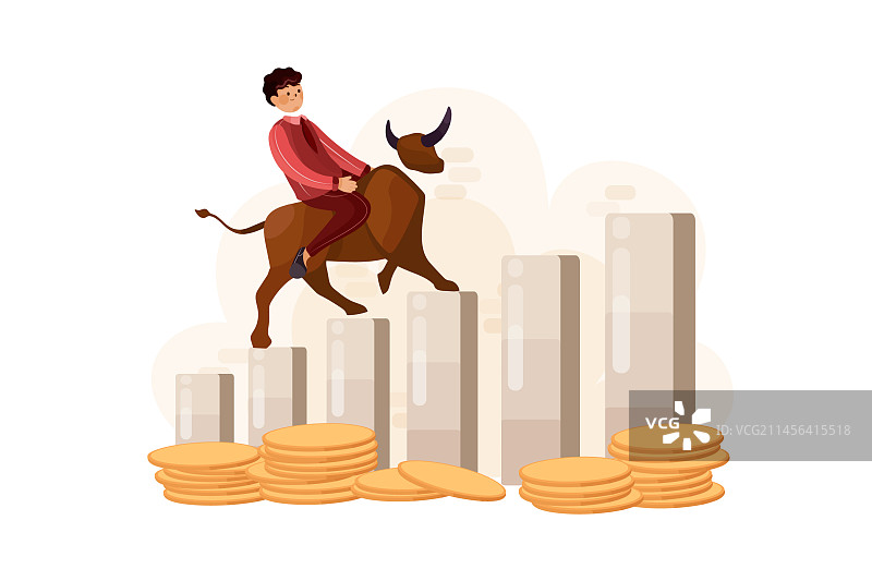 骑在牛市图上的商人图片素材