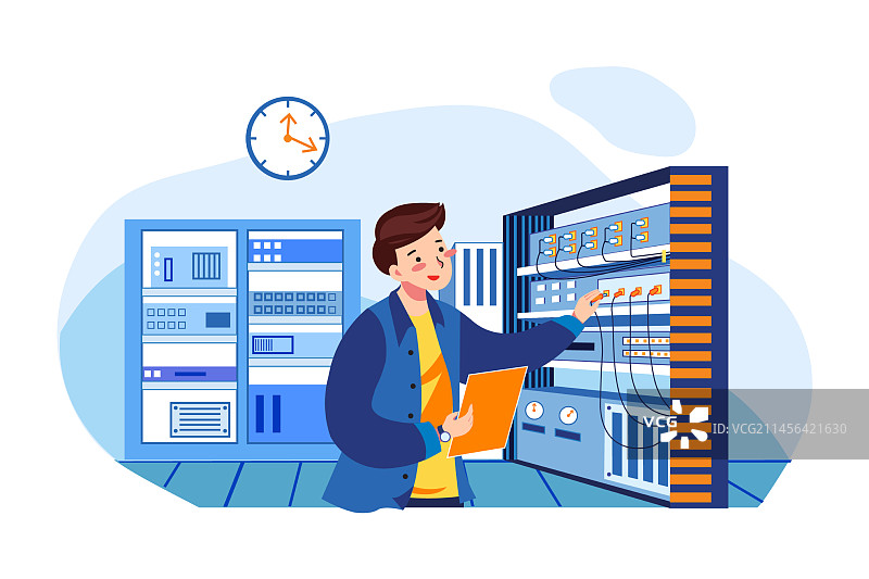 工程师检查光纤图片素材