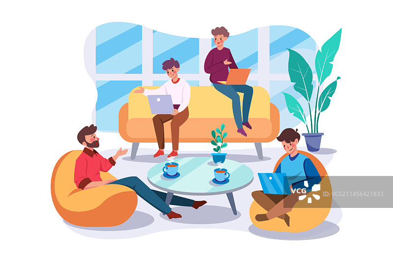 在客厅里交谈的商人图片素材