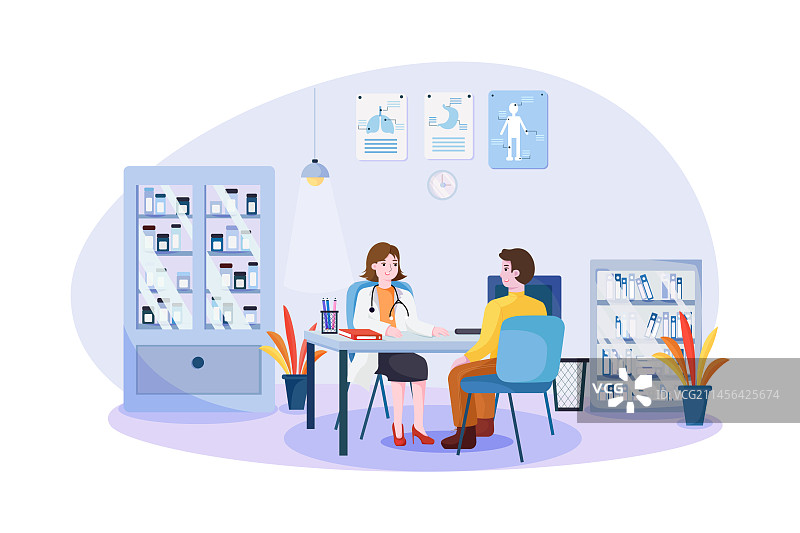 医院办公室里的医生和病人图片素材