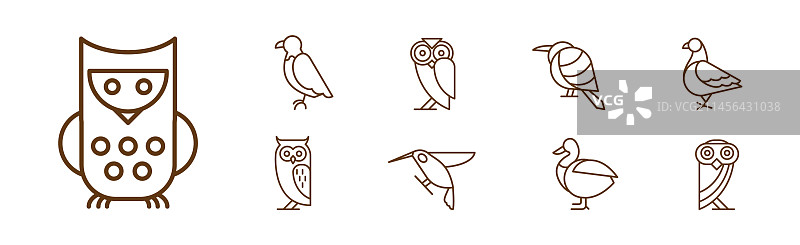 细线条鸟类图标图片素材