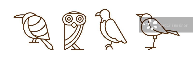 细线条鸟类图标图片素材