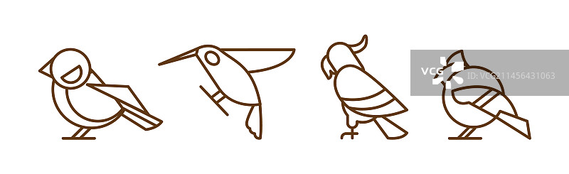 细线条鸟类图标图片素材