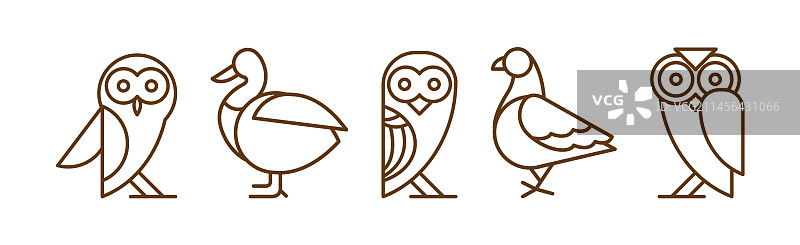 细线条鸟类图标图片素材