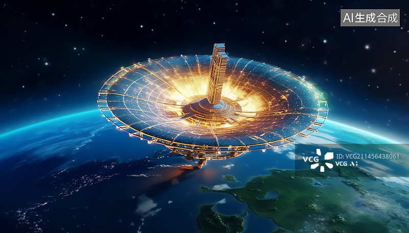 【AI数字艺术】未来宇宙卫星航天网络概念图图片素材