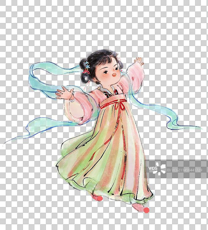 穿着襦裙的小女孩图片素材