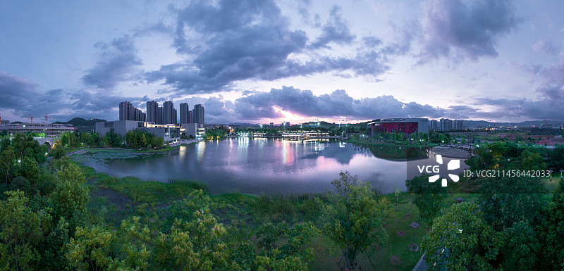 航拍浙江金华武义市民广场博物馆文化中心全景图片素材