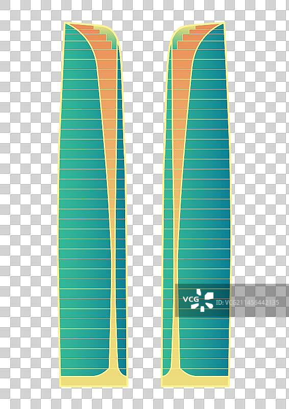 成都双子塔建筑矢量插画元素图片素材