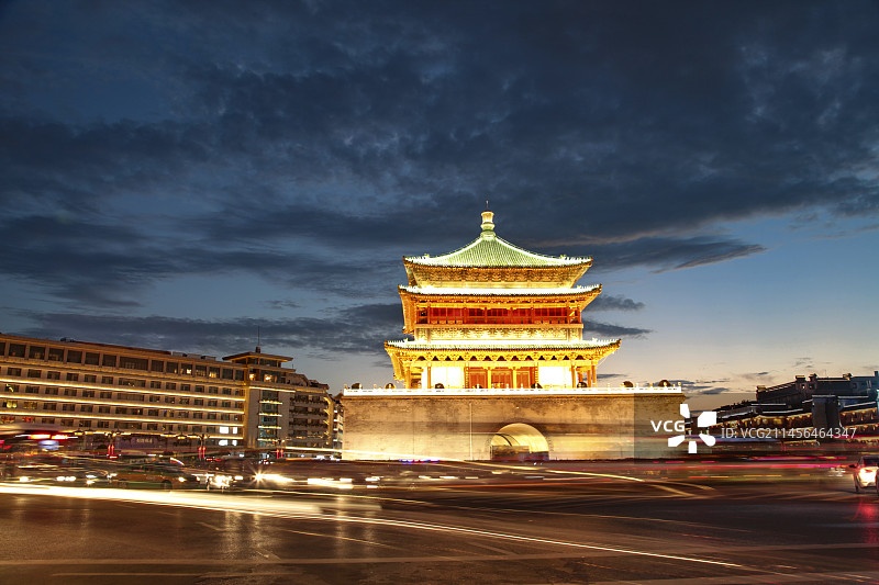 西安钟楼夜景图片素材