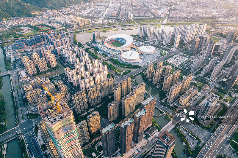 航拍温州瓯海区奥体中心图片素材