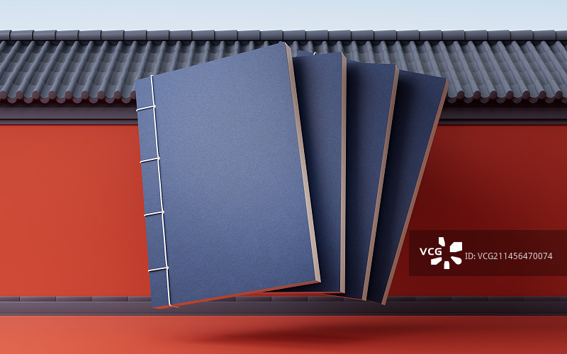 中国风古风书籍3D渲染图片素材