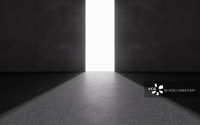 黑暗的房间开启的大门3D渲染图片素材