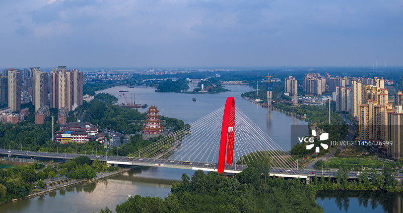 京杭大运河江苏宿迁泗阳段城市风光图片素材