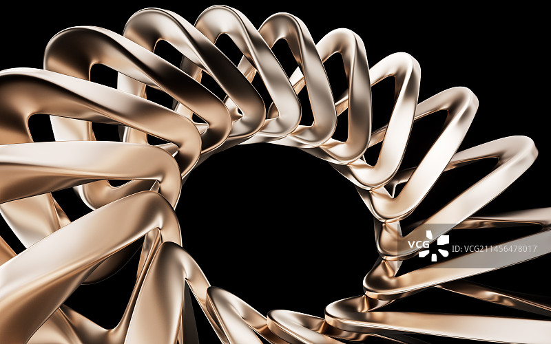 抽象金色金属曲面背景3D渲染图片素材