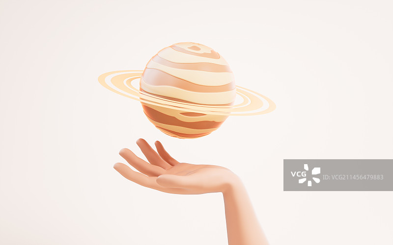 手部拿着的星球3D渲染图片素材