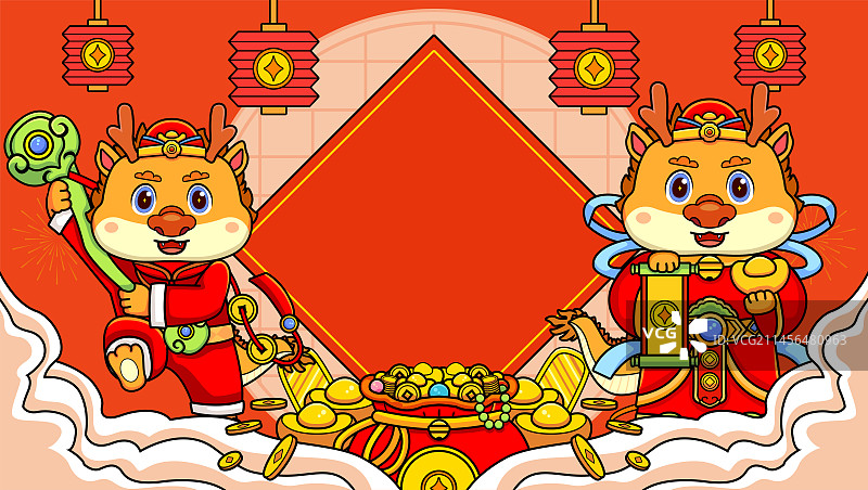 龙年财神插画图片素材