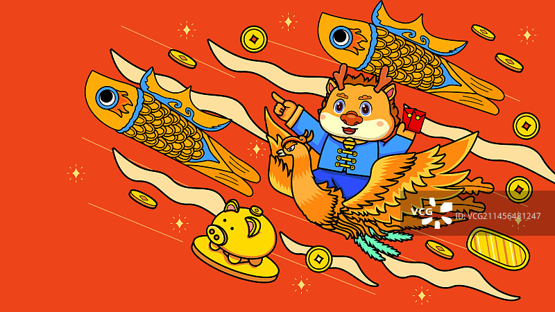 龙凤呈祥插画图片素材