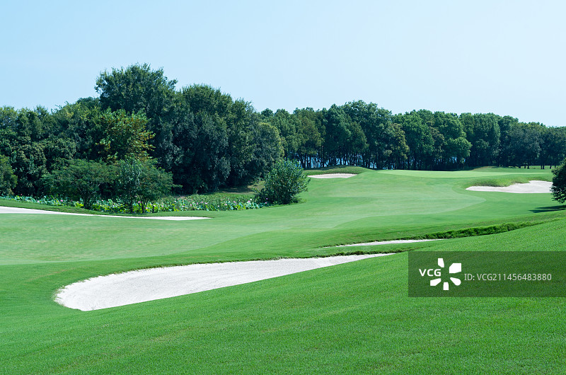 安徽省合肥市，双凤湖高尔夫俱乐部，草坪沙坑图片素材