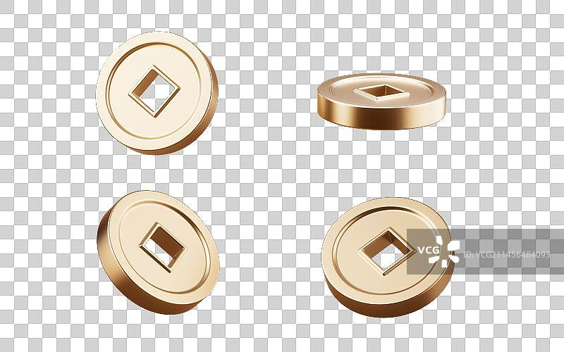 中国风古风金币3D渲染图片素材