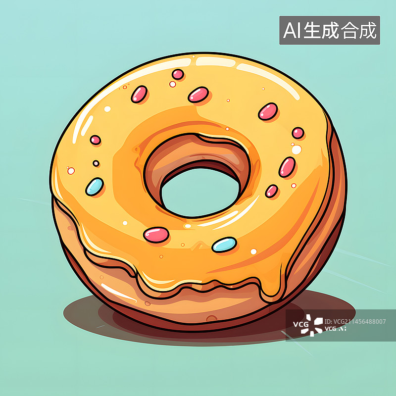 【AI数字艺术】AIGC:一个甜甜圈 甜食 美味 糕点 蛋糕图片素材