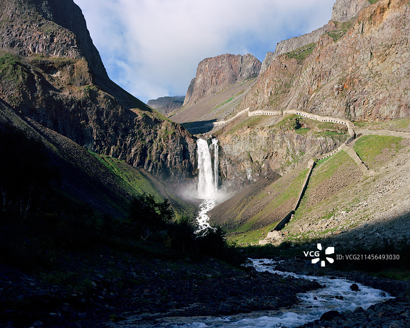 长白瀑布：松花江源头图片素材