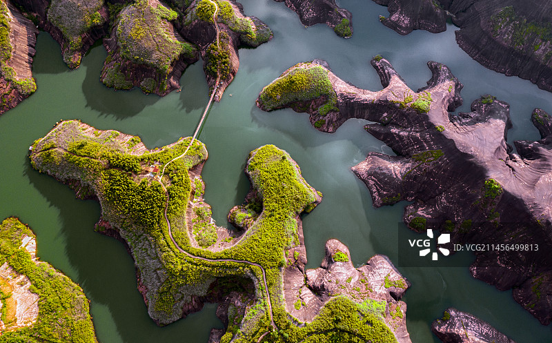 航拍郴州高椅岭巨蜥湖图片素材