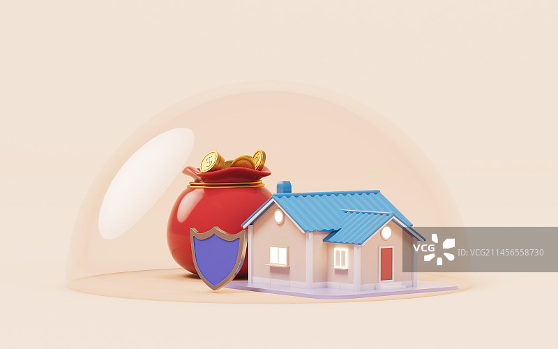 创意保护伞与养老金概念三维渲染图片素材