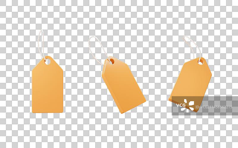 橙色空白标签3D渲染图片素材