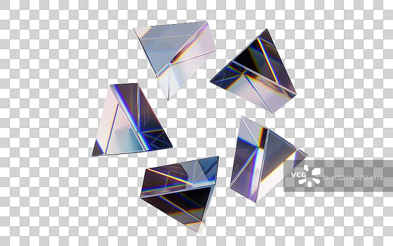 抽象多彩玻璃几何体3D渲染图片素材