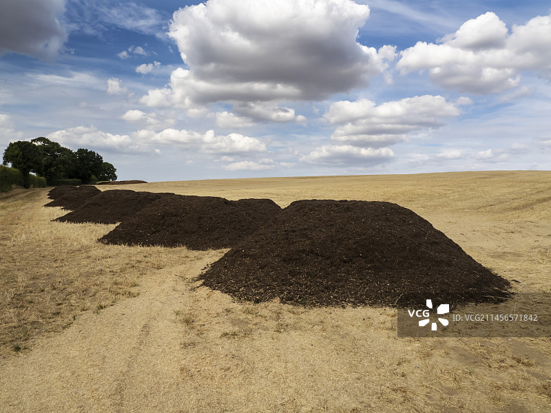 干旱田地里的粪堆图片素材