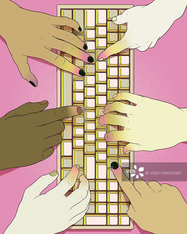 不同人群在键盘上打字插画图片素材