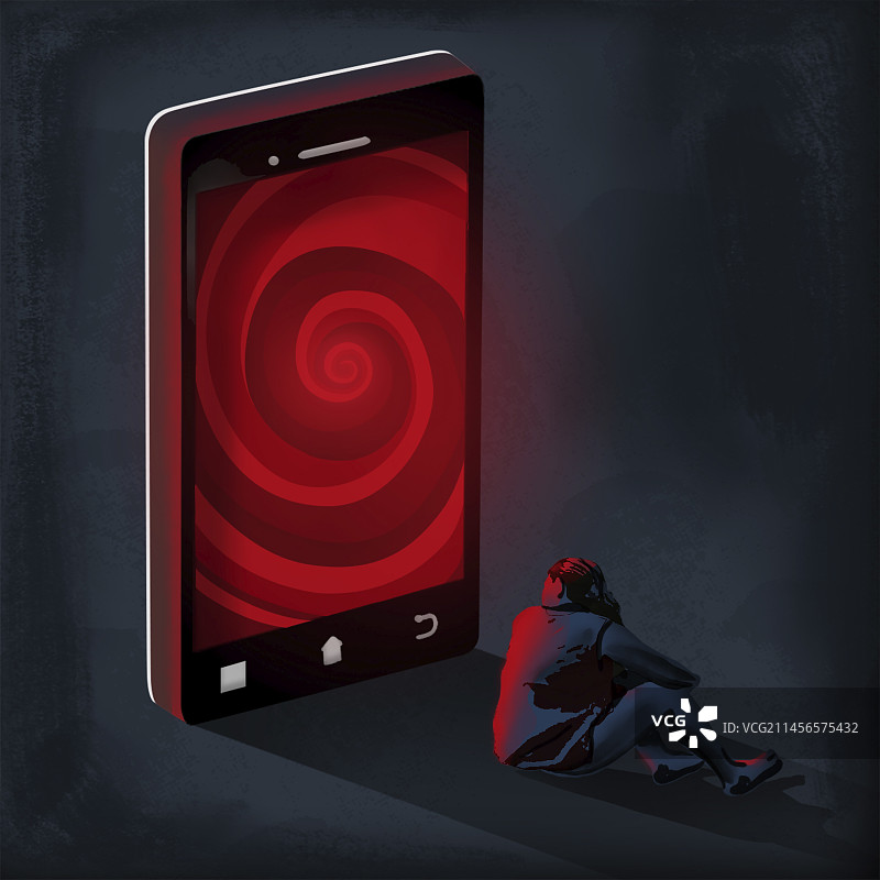 智能手机与心理健康概念插图图片素材