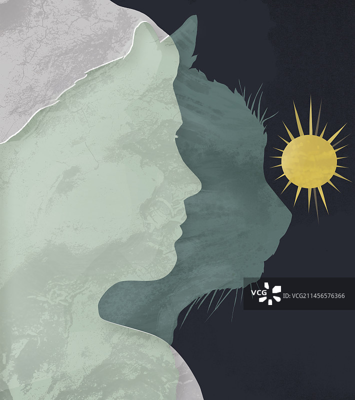 人类与动物健康概念插图图片素材