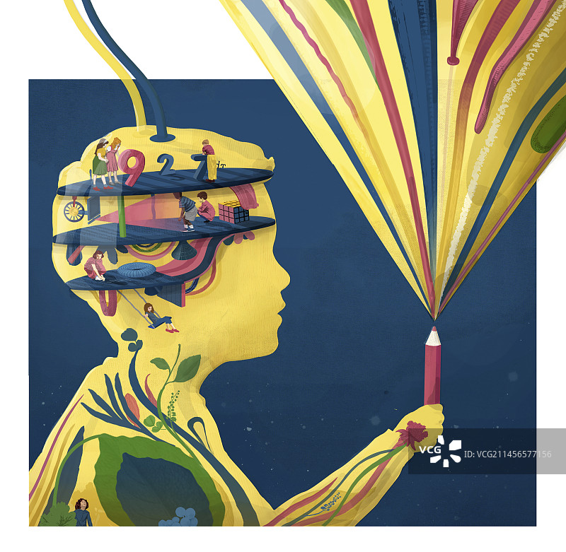 天才男孩，概念插图图片素材