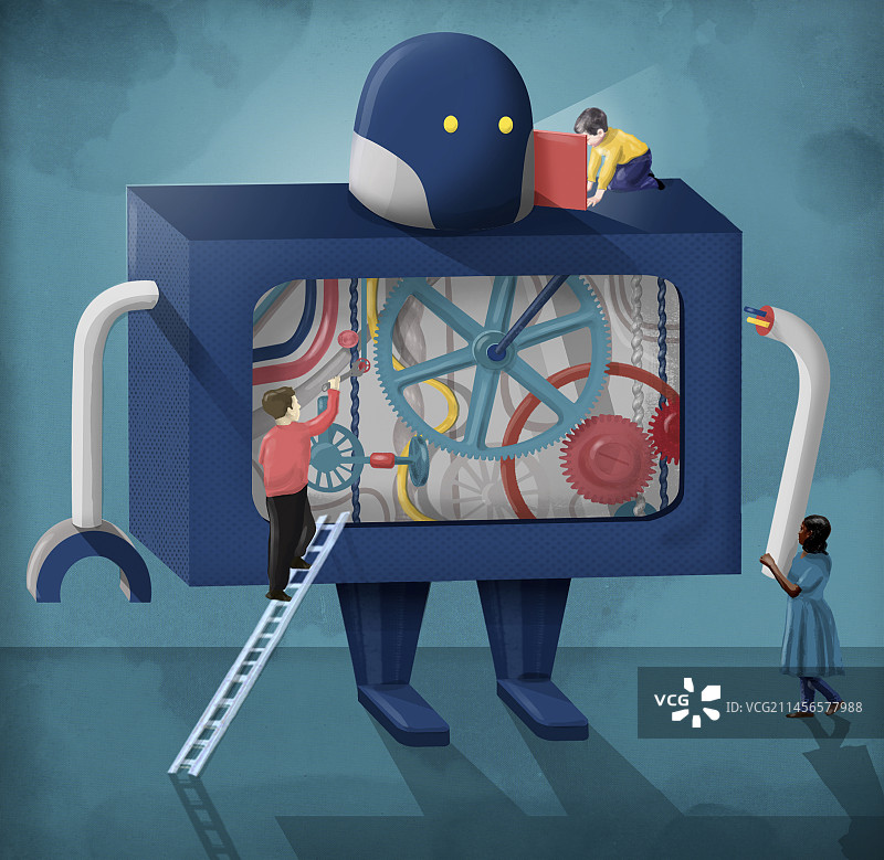 机器人学校项目概念插图图片素材