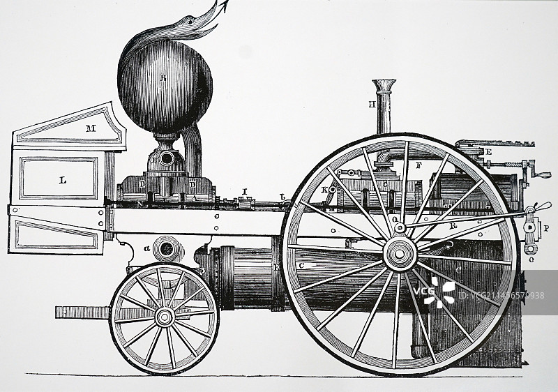 爱立信蒸汽消防车插画图片素材