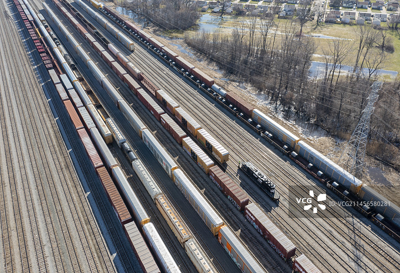 美国密歇根州奥克伍德铁路货场图片素材