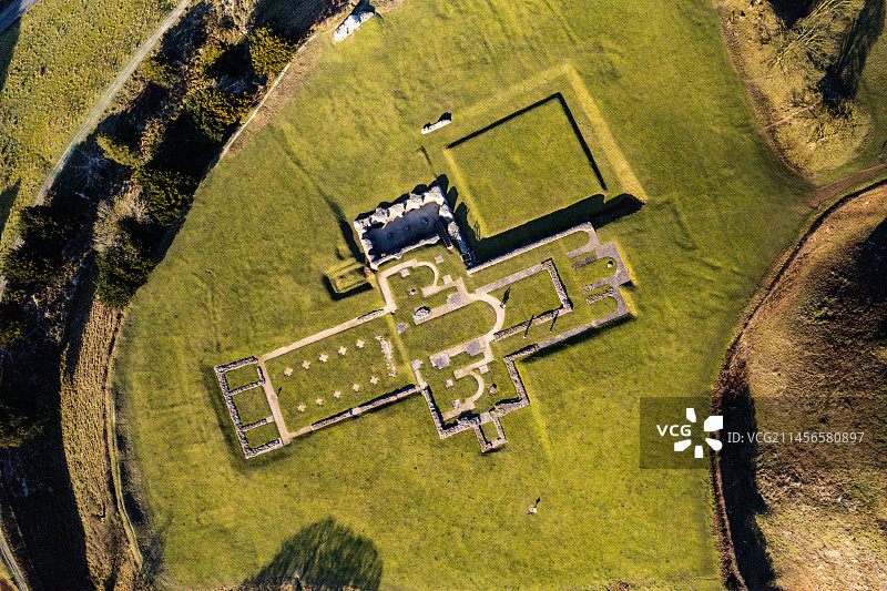 英国索尔兹伯里，萨鲁姆老教堂遗址航拍图片素材