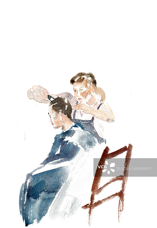 理发的女子图片素材