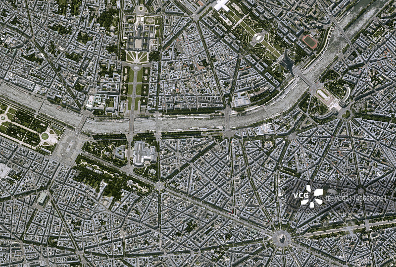 法国巴黎星形广场卫星图像图片素材