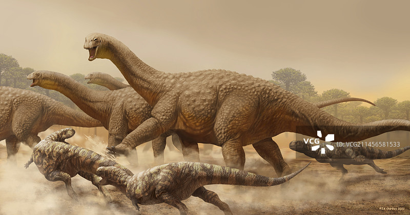 基尔梅龙猎杀萨尔塔龙群图片素材